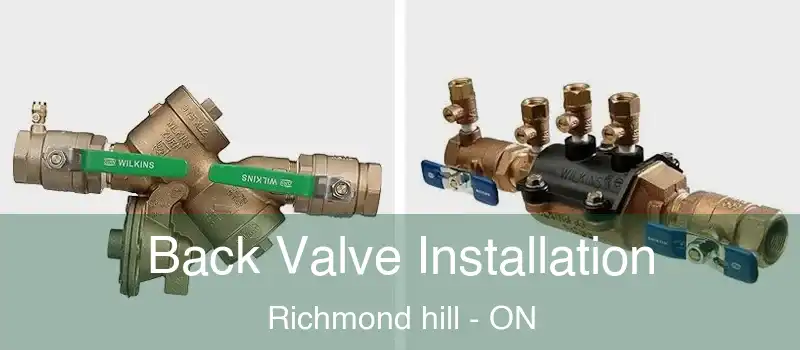  Back Valve Installation Richmond hill - ON